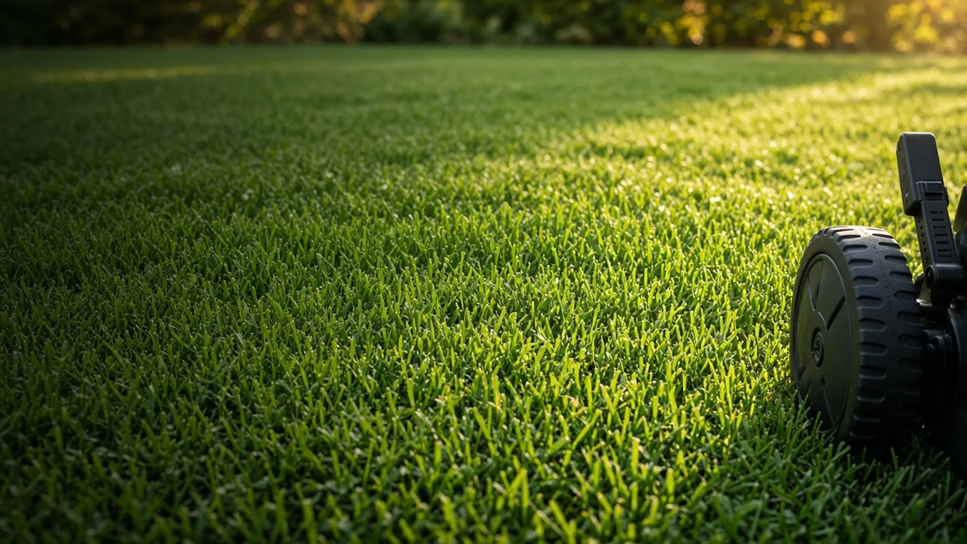 Eye-level view of evenly cut grass