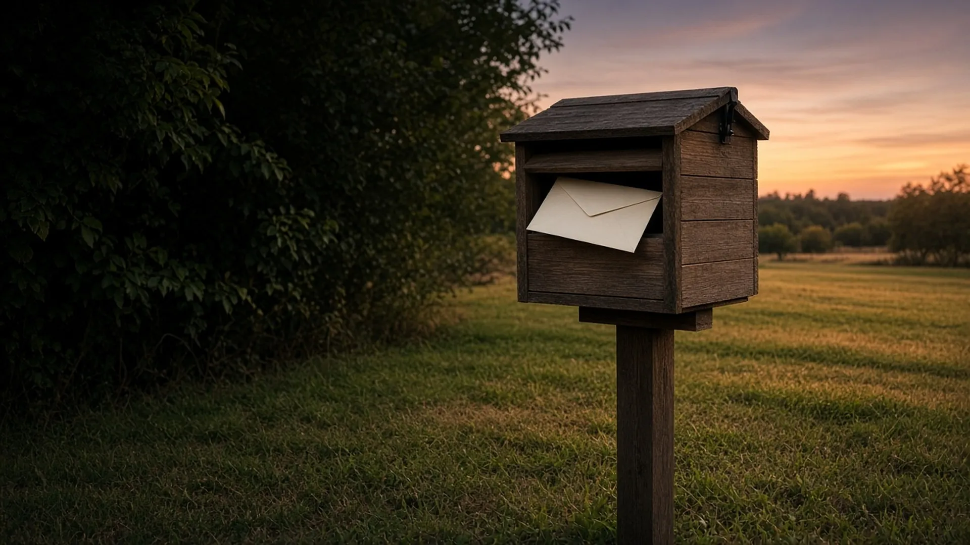 A mailbox at the edge of a mown lawn