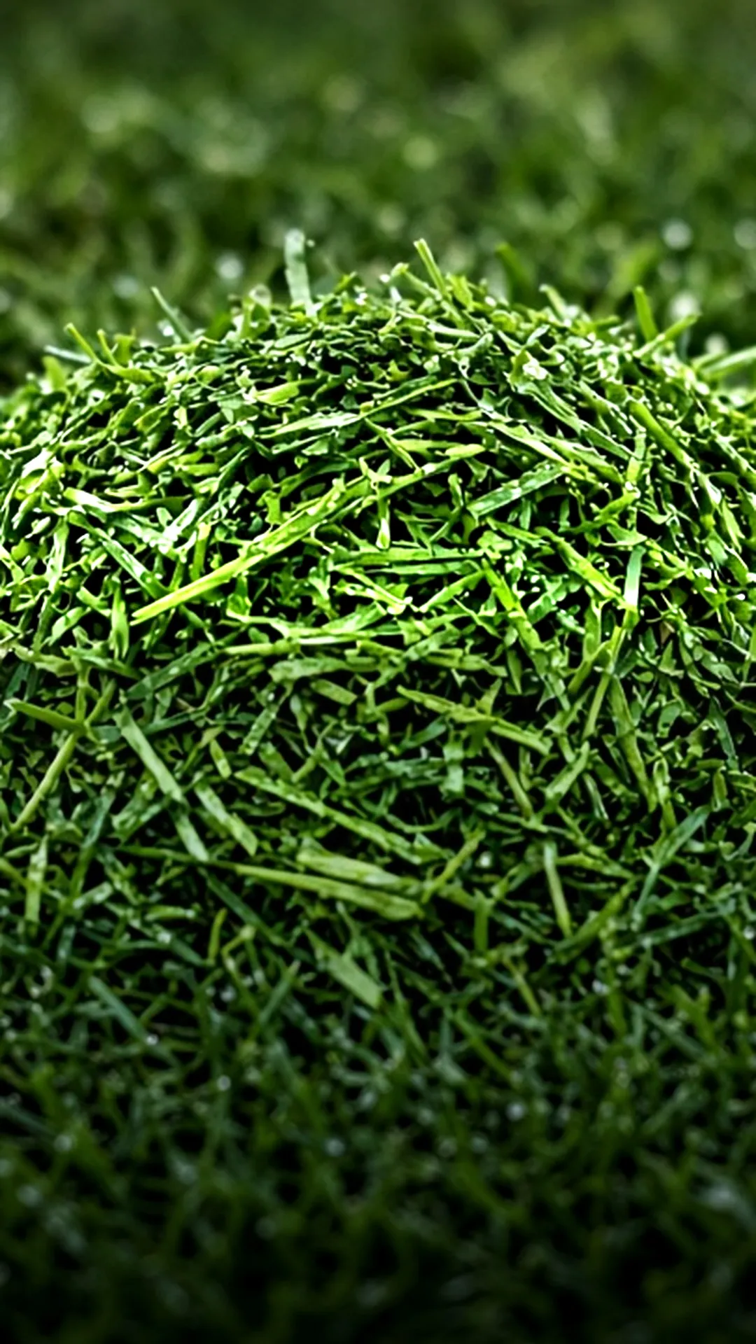 Fine grass clippings settling into turf